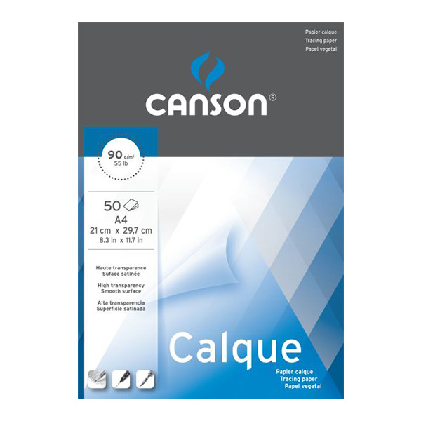 Pauzovací papír, pauzák Canson Calque A4, 90 g/m2 (50 listů)